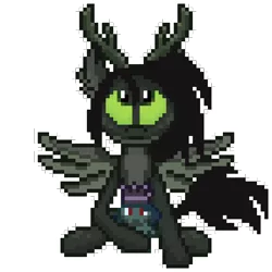 Size: 576x576 | Tagged: safe, artist:nitobit, derpibooru import, oc, oc:lustrous (shawn keller), antlers, green eyes, guardians of pondonia, image, pixel art, plushie, png, simple background, solo, spread wings, transparent background, weirdling, wings