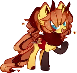 Size: 1516x1440 | Tagged: safe, artist:cafne, derpibooru import, oc, unofficial characters only, bee pony, original species, pony, base used, chest fluff, clothes, ear fluff, eyelashes, female, horn, image, mare, png, raised hoof, simple background, smiling, socks, solo, transparent background