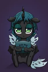 Size: 1930x2893 | Tagged: safe, artist:tsudashie, derpibooru import, queen chrysalis, changeling, changeling queen, canterlot wedding 10th anniversary, female, image, looking at you, pillow, png