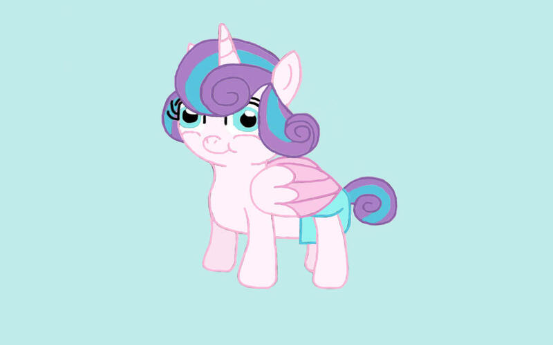 Size: 1024x640 | Tagged: safe, artist:mariosonicfan16, derpibooru import, princess flurry heart, alicorn, pony, :t, baby, baby pony, blue background, cheeky, cute, diaper, flurrybetes, folded wings, full body, happy, hooves, horn, image, jpeg, looking at you, simple background, smiling, smiling at you, solo, standing, tail, two toned mane, two toned tail, wings