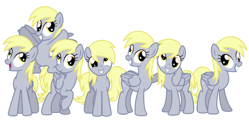 Size: 2000x1000 | Tagged: safe, artist:ashidaru, derpibooru import, derpy hooves, pegasus, pony, clone, female, grin, image, mare, multeity, open mouth, open smile, png, simple background, smiling, transparent background, unstoppable force of derp, vector