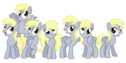 Size: 2000x1000 | Tagged: safe, artist:ashidaru, derpibooru import, derpy hooves, pegasus, pony, clone, female, grin, image, mare, multeity, open mouth, open smile, png, simple background, smiling, transparent background, unstoppable force of derp, vector