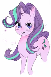 Size: 468x711 | Tagged: safe, artist:pasikon, derpibooru import, starlight glimmer, pony, unicorn, ambiguous facial structure, cute, female, glimmerbetes, image, jpeg, mare, pixiv, simple background, smiling, solo, white background