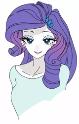 Size: 420x655 | Tagged: safe, artist:pasikon, derpibooru import, rarity, equestria girls, bust, female, image, jpeg, looking at you, pixiv, solo