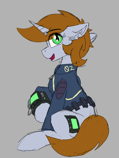 Size: 2866x3804 | Tagged: safe, artist:reddthebat, derpibooru import, oc, oc:littlepip, unofficial characters only, pony, unicorn, fallout equestria, clothes, fallout, female, image, jumpsuit, mare, pipbuck, png, solo, vault suit