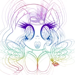 Size: 2006x2006 | Tagged: safe, artist:qlop, derpibooru import, pipp petals, pegasus, pony, abstract background, blushing, candy, drugs, eyes open, female, food, g5, happy, high res, image, jewelry, mare, mdma, music, not candy, open mouth, png, princess, psychedelic, rainbow, rainbow background, regalia, smiling, solo, starry eyes, wingding eyes