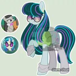 Size: 1024x1026 | Tagged: safe, artist:dinkydoolove, derpibooru import, octavia melody, vinyl scratch, oc, earth pony, pony, unicorn, base used, cello, clothes, deviantart watermark, earth pony oc, eyelashes, female, grin, image, jpeg, magical lesbian spawn, mare, musical instrument, obtrusive watermark, offspring, parent:octavia melody, parent:vinyl scratch, parents:scratchtavia, raised hoof, screencap reference, smiling, sunglasses, watermark