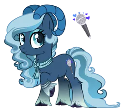 Size: 937x853 | Tagged: safe, artist:princess-kitsune-tsu, derpibooru import, coloratura, grogar, oc, pony, blue coat, blue mane, bracelet, chest fluff, clothes, curly hair, curly mane, eyelashes, eyeshadow, fluffy, fusion, g4, gradient hooves, gradient legs, horns, image, jewelry, long tail, makeup, png, ram horns, scarf, simple background, singer, solo, tail, transparent background, unshorn fetlocks