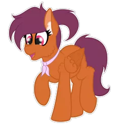 Size: 3228x3336 | Tagged: safe, artist:justapone, derpibooru import, oc, oc:vee, unofficial characters only, pegasus, pony, cheek fluff, colored, ear fluff, flat colors, happy, image, lineart, pegasus oc, png, ponytail, raffle prize, raised leg, red eyes, simple background, solo, sticker, transparent background, wings