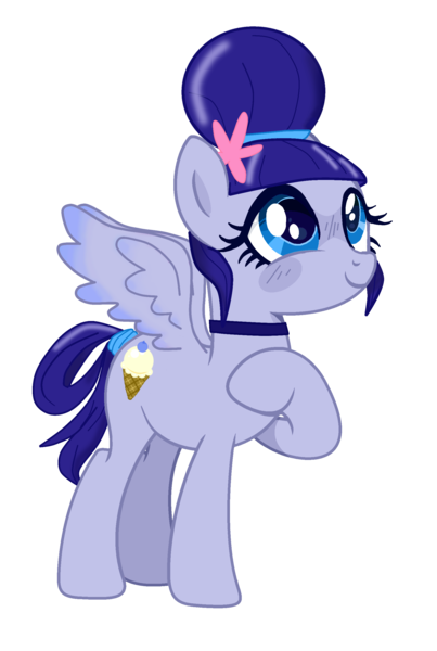 Size: 1715x2556 | Tagged: safe, artist:lavender-bases, artist:vernorexia, derpibooru import, ponified, pegasus, pony, base used, blue coat, blue eyes, blue hair, blue mane, blueberry muffin (strawberry shortcake), blushing, choker, colored wings, crossover, cutie mark, female, flower, flower in hair, g4, gradient wings, hair bun, hairband, hoof on chest, image, jewelry, mare, monochrome, png, raised hoof, simple background, solo, strawberry shortcake, strawberry shortcake berry in the big city, transparent background, wings