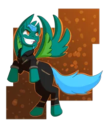 Size: 2269x2642 | Tagged: safe, artist:hiddenfaithy, derpibooru import, oc, oc:jolts, pegasus, pony, fallout equestria, clothes, colored wings, enclave, fallout equestria: uncertain ties, flight suit, flying, image, old art is old, png, semi-transparent, simple background, wings