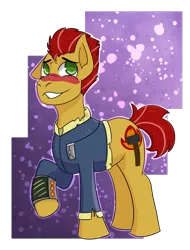 Size: 2132x2812 | Tagged: safe, artist:hiddenfaithy, derpibooru import, oc, oc:blaze, earth pony, pony, fallout equestria, blushing, fallout equestria: uncertain ties, image, old art is old, png, semi-transparent, simple background