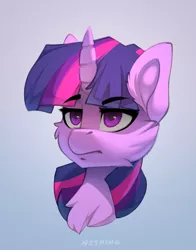 Size: 951x1215 | Tagged: safe, artist:n_thing, derpibooru import, twilight sparkle, pony, unicorn, bust, cheek fluff, chest fluff, eyebrows, eyebrows visible through hair, image, png, solo