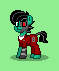 Size: 59x71 | Tagged: safe, artist:dematrix, derpibooru import, oc, oc:subject-008, cyborg, earth pony, pony, robot, robot pony, pony town, clothes, green background, image, male, picture for breezies, pixel art, png, simple background, stallion