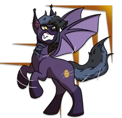 Size: 774x748 | Tagged: safe, artist:hiddenfaithy, derpibooru import, oc, oc:dusk wind, bat pony, angry, hissing, image, jewelry, necklace, old art is old, png, semi-transparent, simple background, spread wings, transparent background, wings