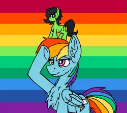 Size: 1049x933 | Tagged: safe, artist:reddthebat, derpibooru import, rainbow dash, oc, oc:anonfilly, pegasus, pony, april fools, female, filly, foal, image, pixel art, png, pride flag, r/place, reddit