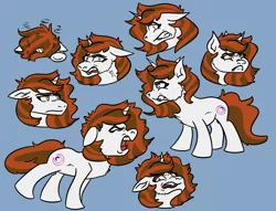 Size: 2000x1526 | Tagged: safe, artist:hiddenfaithy, derpibooru import, oc, oc:winter, unofficial characters only, unicorn, angry, art dump, blind, commission, expressions, image, png, simple background, yelling