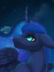 Size: 1620x2160 | Tagged: safe, alternate version, artist:ondrea, derpibooru import, princess luna, alicorn, constellation, ethereal mane, galaxy mane, image, night, night sky, png, sky, spread wings, stars, wings