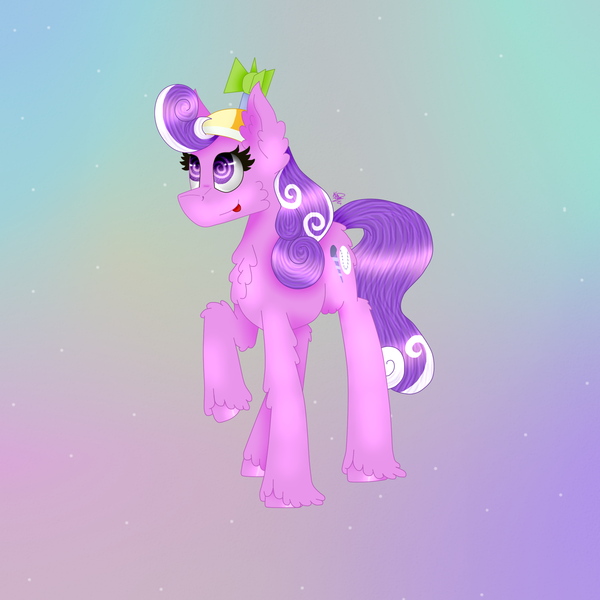 Size: 1500x1500 | Tagged: safe, artist:kapai882, artist:kathep.art, derpibooru import, discord, screwball, earth pony, pony, fanfic:daughter of discord, g4, hat, image, png, propeller hat, purple eyes, raised hoof, solo, swirly eyes