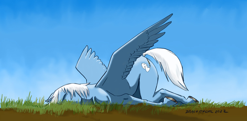 Size: 1600x783 | Tagged: safe, artist:baron engel, derpibooru import, oc, oc:sky brush, unofficial characters only, pegasus, pony, faceplant, image, jpeg, solo