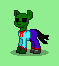 Size: 59x66 | Tagged: semi-grimdark, artist:dematrix, derpibooru import, pony, undead, zombie, pony town, black eye, blood, clothes, green background, image, male, minecraft, minecraft zombie, picture for breezies, pixel art, png, ripping clothes, simple background, stallion