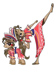 Size: 3111x4000 | Tagged: safe, artist:wenraz, derpibooru import, oc, oc:reyna, unofficial characters only, earth pony, pony, equestria girls, belt, clothes, compression shorts, ear piercing, earring, equestria girls-ified, feet, female, filipino, hat, high kick, image, jewelry, kicking, mare, midriff, necklace, philippines, piercing, png, sandals, shirt, simple background, skirt, transparent background