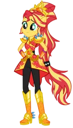 Size: 200x350 | Tagged: safe, artist:amadondawn, derpibooru import, sunset shimmer, equestria girls, crystal guardian, female, hand on hip, image, png, simple background, smiling, solo, transparent background