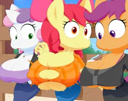 Size: 600x473 | Tagged: suggestive, artist:slickehedge, banned from derpibooru, ponybooru import, apple bloom, scootaloo, sweetie belle, anthro, earth pony, pegasus, unicorn, bendy straw, breast expansion, breasts, busty apple bloom, busty scootaloo, busty sweetie belle, clothes, confused, cup, cutie mark crusaders, drink, drinking straw, female, growth, image, jewelry, jpeg, lolicon, necklace, oppai loli, shocked, straw, tight clothing, underage, wavy mouth