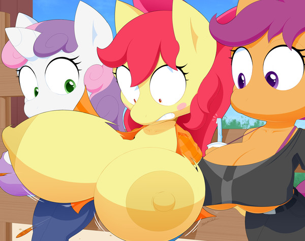 Size: 600x473 | Tagged: questionable, artist:slickehedge, banned from derpibooru, ponybooru import, apple bloom, scootaloo, sweetie belle, anthro, earth pony, pegasus, unicorn, bendy straw, blush sticker, blushing, bow, breast expansion, breasts, busty apple bloom, busty scootaloo, busty sweetie belle, clothes, cup, cutie mark crusaders, drink, drinking straw, female, growth, hair bow, image, jpeg, lolicon, nipples, nudity, oppai loli, straw, trio, underage, wardrobe malfunction