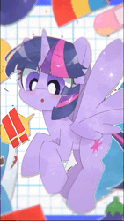 Size: 373x660 | Tagged: safe, artist:lexiedraw, derpibooru import, twilight sparkle, twilight sparkle (alicorn), alicorn, pony, :d, :o, animated, animated at source, blinking, blushing, cute, emoji, exclamation point, eyebrows, eyebrows visible through hair, eyes closed, female, gif, image, mare, open mouth, open smile, smiling, solo, sparkles, spread wings, twiabetes, wings