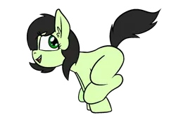 Size: 1414x1000 | Tagged: safe, artist:happy harvey, derpibooru import, oc, oc:anonfilly, unofficial characters only, earth pony, pony, blank flank, drawn on phone, ear fluff, female, filly, foal, happy, image, looking back, png, running, simple background, smiling, transparent background