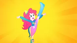 Size: 3410x1920 | Tagged: safe, derpibooru import, screencap, pinkie pie, eqg summertime shorts, equestria girls, steps of pep, boots, clothes, cutie mark, cutie mark on clothes, female, high res, image, jpeg, open mouth, open smile, shoes, smiling, solo, wondercolts uniform