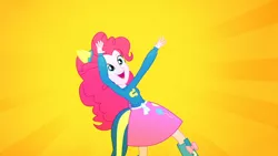 Size: 3410x1920 | Tagged: safe, derpibooru import, screencap, pinkie pie, eqg summertime shorts, equestria girls, steps of pep, boots, clothes, cutie mark, cutie mark on clothes, female, high res, image, jpeg, open mouth, open smile, shoes, smiling, solo, wondercolts uniform