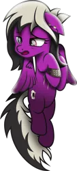 Size: 3530x7783 | Tagged: safe, artist:lincolnbrewsterfan, derpibooru import, oc, oc:sassy lost, unofficial characters only, pegasus, pony, fallout equestria, a royal problem, my little pony: the movie, derpibooru exclusive, ear piercing, earring, female, flying, heterochromia, image, jewelry, lidded eyes, looking at you, looking down, movie accurate, open mouth, pegasus oc, piercing, png, purple eye, red eye, sad, scar, show moviefied, simple background, skull, solo, spread wings, tail, transparent background, two toned mane, two toned tail, wings