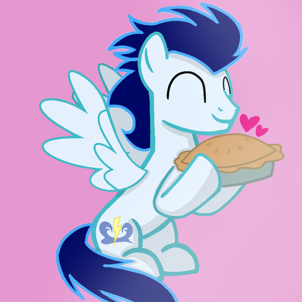 Size: 720x720 | Tagged: safe, artist:mlplary6, derpibooru import, soarin', pegasus, pony, apple, apple pie, food, heart, hug, image, male, pie, png, smiling, stallion