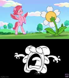 Size: 500x562 | Tagged: safe, derpibooru import, edit, edited screencap, screencap, spoiler:my little pony: tell your tale, flowey, image, jpeg, sr pelo, undertale, windy (g5)