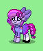 Size: 63x74 | Tagged: safe, artist:dematrix, derpibooru import, oc, oc:putri fauruz aidaline, earth pony, pony, pony town, bow, clothes, female, green background, hair bow, hairpin, image, mare, pixel art, png, shoes, simple background, skirt