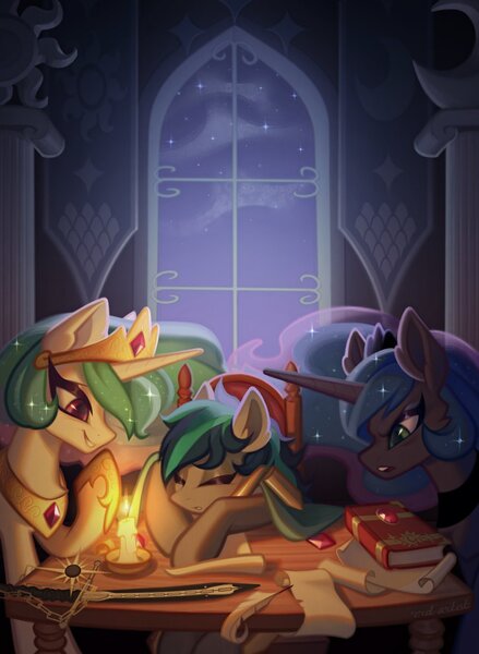 Size: 1000x1366 | Tagged: safe, artist:rrd-artist, derpibooru import, princess celestia, princess luna, alicorn, pony, image, jpeg