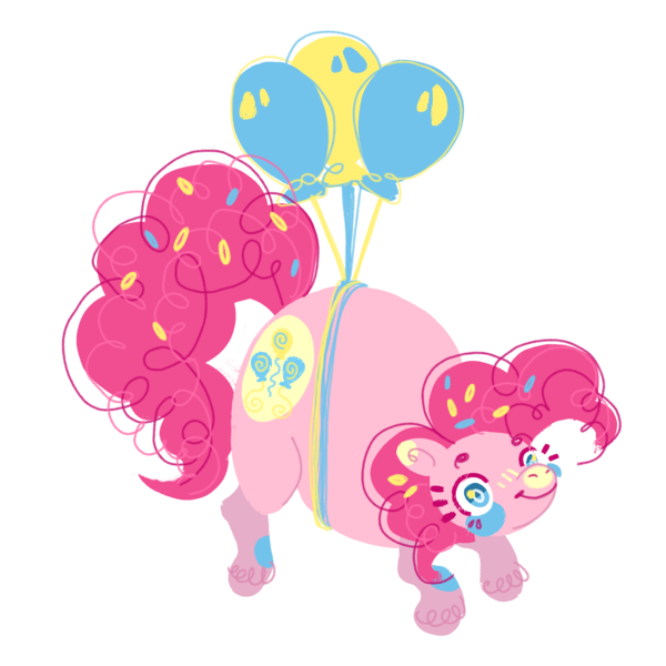 Size: 2480x2480 | Tagged: safe, artist:whitefeatherink, derpibooru import, pinkie pie, earth pony, pony, balloon, fat, female, floating, high res, image, mare, obese, piggy pie, png, pudgy pie, simple background, solo, then watch her balloons lift her up to the sky, transparent background