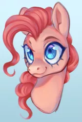 Size: 447x667 | Tagged: safe, artist:dustdevll, artist:insecticidal, derpibooru import, pinkie pie, earth pony, pony, bust, female, gradient background, image, mare, png, portrait, smiling, solo