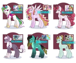 Size: 2650x2200 | Tagged: safe, artist:ririchiyoakva, derpibooru import, fleur-de-lis, gabby, lightning dust, mudbriar, prince blueblood, princess cadance, queen chrysalis, zephyr breeze, oc, alicorn, changedling, changeling, crystal pony, kirin, pegasus, pony, alicorn oc, changedling oc, changeling oc, crack ship offspring, crystal pony oc, female, horn, image, magical gay spawn, magical lesbian spawn, male, mare, offspring, parent:autumn blaze, parent:fleur-de-lis, parent:gabby, parent:lightning dust, parent:mud briar, parent:prince blueblood, parent:princess cadance, parent:princess celestia, parent:queen chrysalis, parent:thorax, parent:zephyr breeze, png, screencap reference, simple background, stallion, transparent background, wings