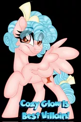 Size: 1370x2048 | Tagged: safe, artist:missbramblemele, derpibooru import, cozy glow, pegasus, black background, image, jpeg, simple background, solo, villian