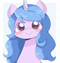 Size: 1938x2040 | Tagged: safe, artist:ginmaruxx, artist:kuzuyukuro, derpibooru import, izzy moonbow, pony, unicorn, blushing, bust, cute, female, g5, horn, image, izzybetes, jpeg, looking at you, mare, portrait, smiling, smiling at you, solo