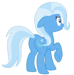 Size: 1510x1521 | Tagged: safe, artist:gmaplay, derpibooru import, trixie, pony, unicorn, butt, female, floppy ears, full body, hooves, image, mare, plot, png, raised hoof, rear view, simple background, solo, standing, tail, the great and powerful ass, transparent background, underhoof