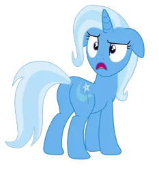 Size: 1488x1594 | Tagged: safe, artist:gmaplay, derpibooru import, trixie, pony, unicorn, butt, female, floppy ears, full body, hooves, horn, image, looking back, mare, open mouth, plot, png, raised eyebrow, rear view, shrunken pupils, simple background, solo, standing, tail, the great and powerful ass, transparent background