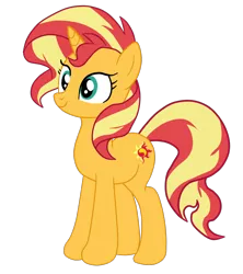 Size: 1578x1779 | Tagged: safe, artist:gmaplay, derpibooru import, sunset shimmer, pony, unicorn, equestria girls, equestria girls series, spring breakdown, spoiler:eqg series (season 2), cute, female, full body, hooves, horn, image, mare, png, shimmerbetes, simple background, smiling, solo, standing, tail, transparent background