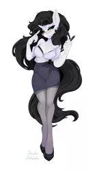 Size: 1961x3454 | Tagged: safe, artist:shusha, artist:xsatanielx, derpibooru import, oc, oc:reinina hazard, unofficial characters only, anthro, unicorn, female, horn, image, png, solo, unicorn oc