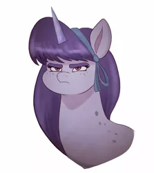 Size: 3500x3926 | Tagged: safe, artist:sallylla, derpibooru import, oc, oc:mallow mist, unofficial characters only, pony, unicorn, my little pony: a new generation, angry, bangs, bust, eyebrows, female, freckles, frown, g5, hairband, image, mare, png, portrait, solo, unamused