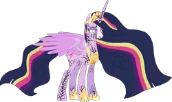 Size: 944x561 | Tagged: safe, artist:westrail642fan, derpibooru import, princess twilight 2.0, twilight sparkle, twilight sparkle (alicorn), alicorn, rise and fall, the last problem, blind, corrupted, cracked, image, older, older twilight, png