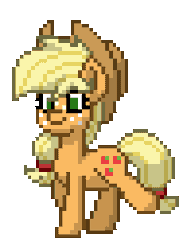 Size: 196x256 | Tagged: safe, artist:twilyisbestpone, derpibooru import, applejack, earth pony, pony, pony town, animated, cowboy hat, cute, derpibooru exclusive, female, freckles, gif, hat, image, jackabetes, mare, pixel art, simple background, smiling, solo, sprite, transparent background, trotting, trotting in place, walk cycle, walking